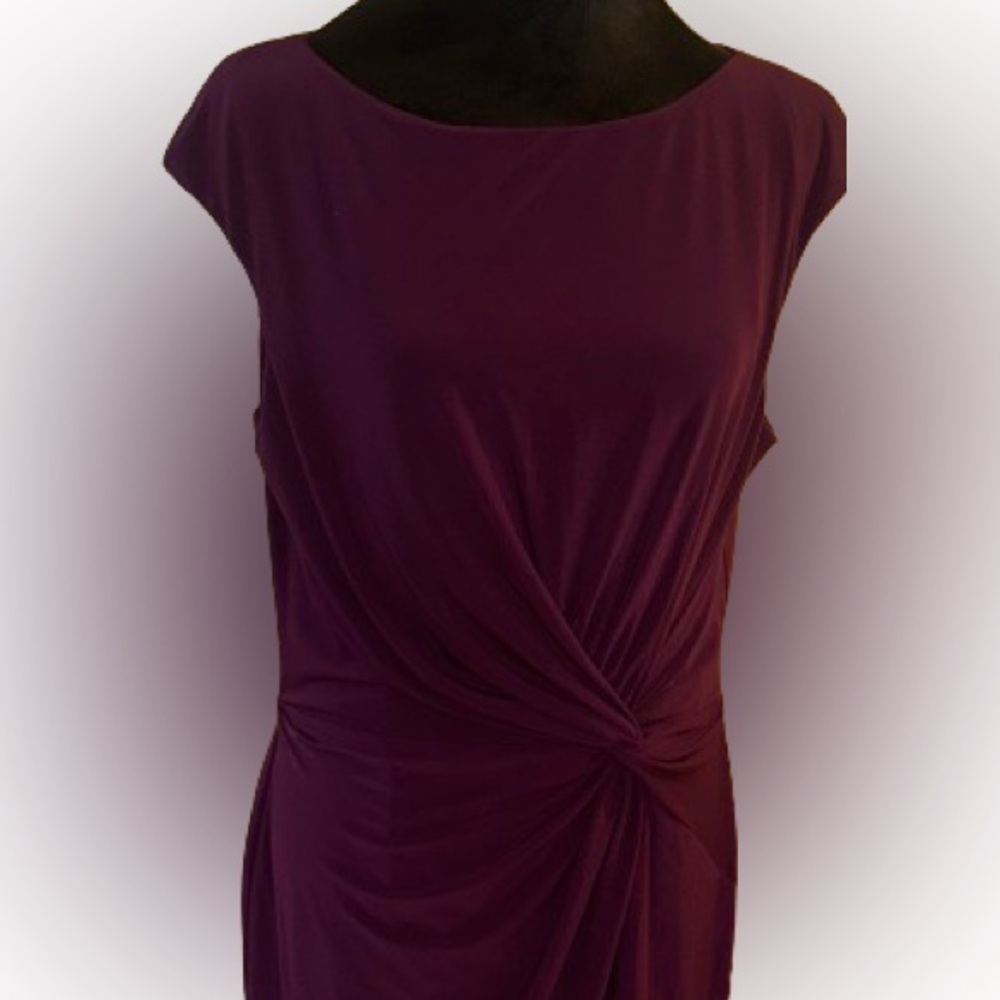 Size 14 Ralph Lauren Purple Sheath Dress Sleeveless Crew Neck